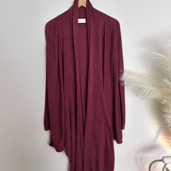 Nordstrom Lingerie Long Wrap Cardigan Burgundy / Wine / Maroon - Picture 6 of 12